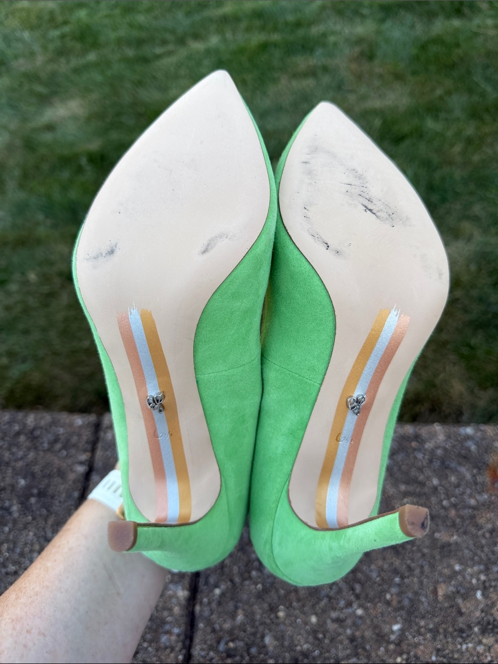 Sam Edelman Lime Green Suede Pointed-Toe Stiletto Pumps - Picture 4 of 7